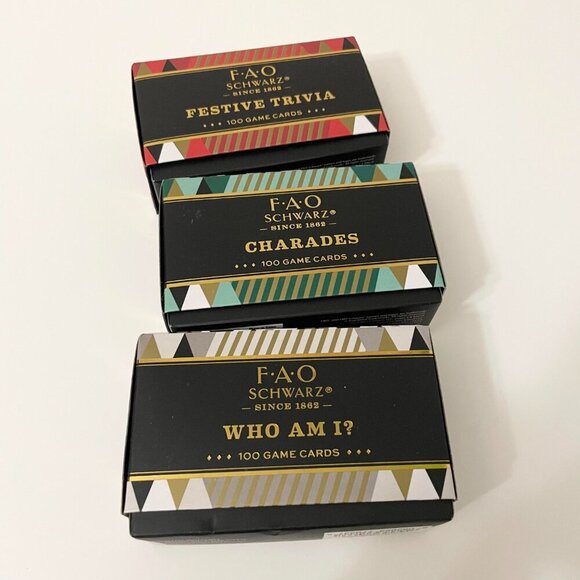 FAO Schwarz Charades Card Games Party 3 Pack Who am I Festive Trivia - Picture 2 of 9